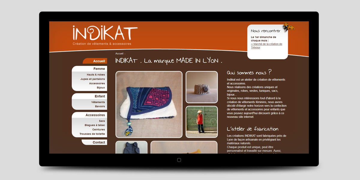Design d'un thème prestashop pour la boutique en ligne INDIKAT, créatrice de mode à Lyon et Genève